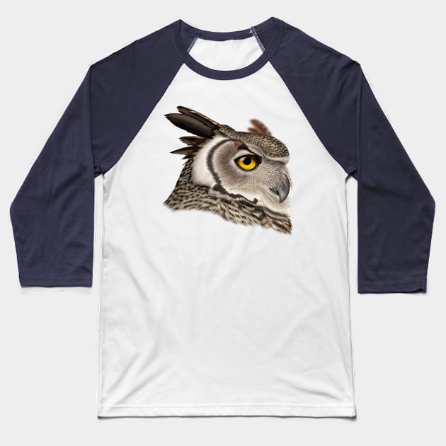 Great Horned Owl Baseball T-Shirt by artofnym